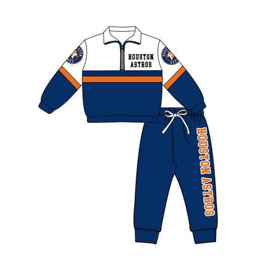 Preorder (moq 5)Baby Boys Houston Astros Zip Pullovers Jogger Team Clothes Set