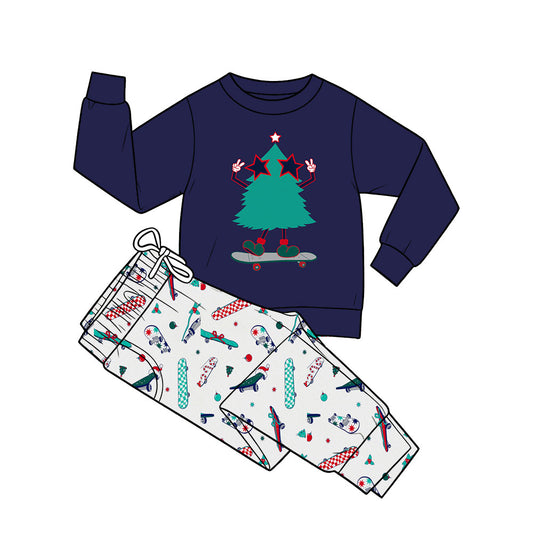 Preorder (moq 5) Baby Boys Trees Top Holly Pockets Jogger Pant Christmas Clothes Sets