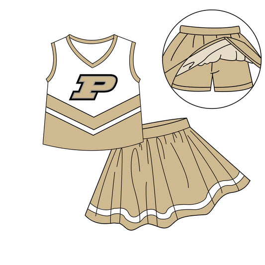 Preorder (moq 5)Baby Girls Sleeveless Vest Top Skirt Short Team Clothes Sets