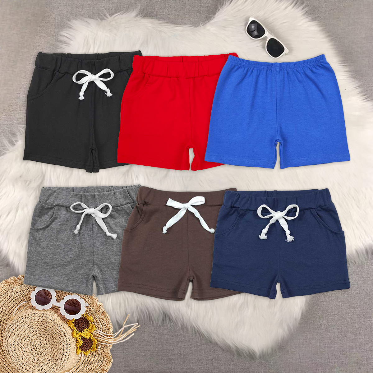 Baby Boys Summer Sibling Pockets Cotton Bottoms Shorts