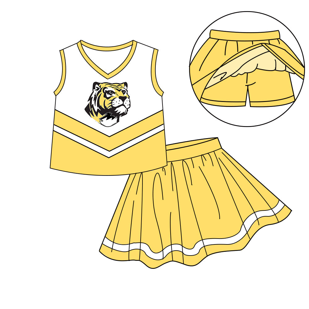 Preorder (moq 5)Baby Girls Sleeveless Vest Top Skirt Short Team Clothes Sets