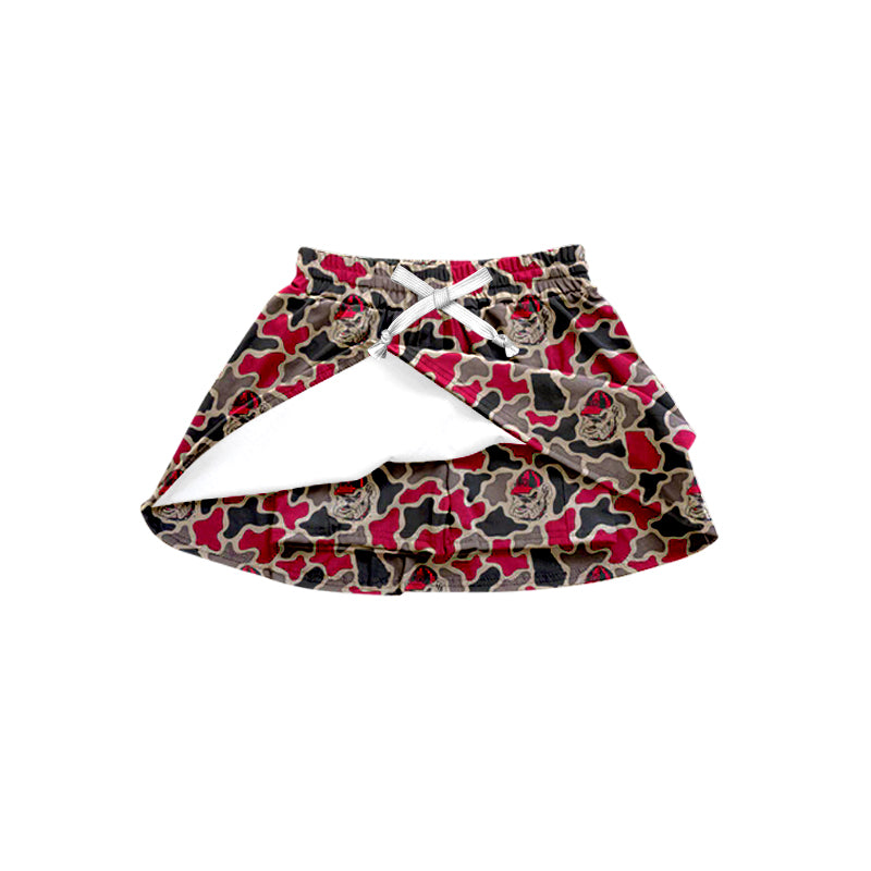 Preorder (moq 5)Baby Girls Southern Red Camo Bulldogs Team Skirt Shorts Bottom