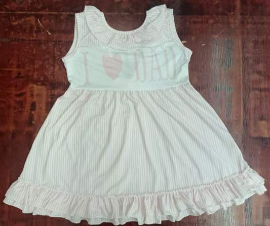 Preorder moq 5 Baby Girls Sleeveless I Love Dad Stripe Knee Length Dress