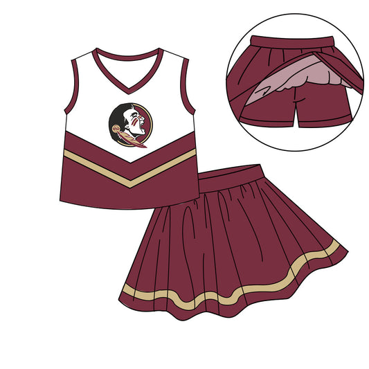 Preorder (moq 5)Baby Girls Sleeveless Vest Top Skirt Short Team Clothes Sets