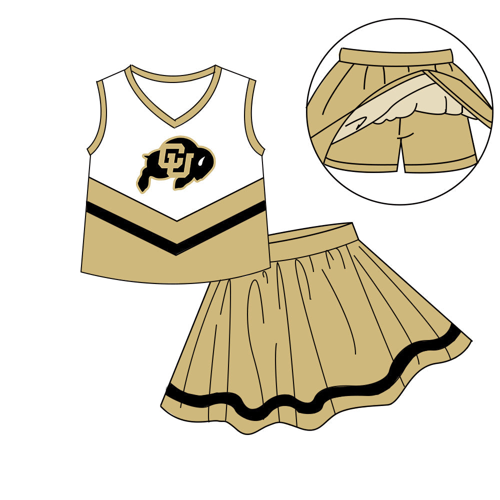 Preorder (moq 5)Baby Girls Sleeveless Vest Top Skirt Short Team Clothes Sets