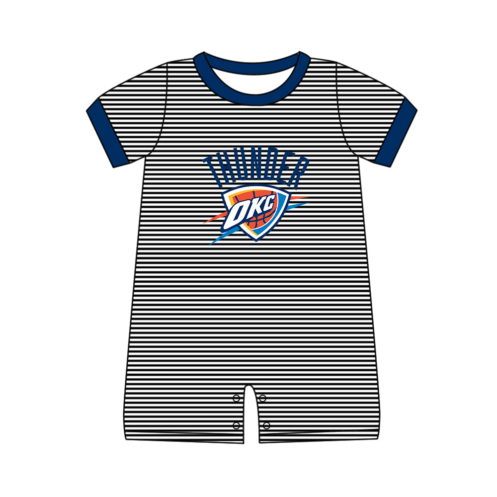 Preorder (moq 5)Baby Boys Black Stripe OKC Team Shorts Rompers