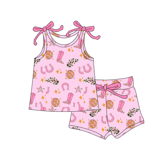 Preorder (moq 5)Baby Girls Boots Hats Stars Top Shorts Western Clothes Sets