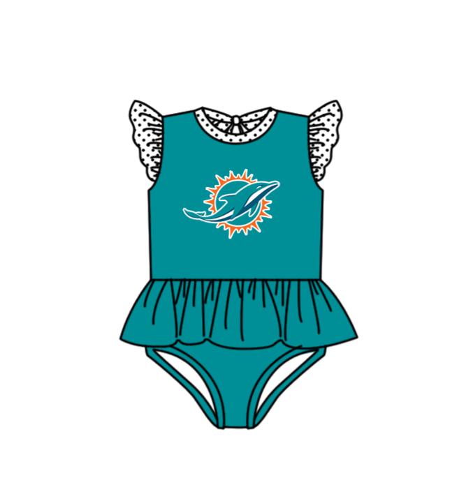 Preorder moq 5 Baby Girls Whales Flutter Sleeve Team Swimsuits