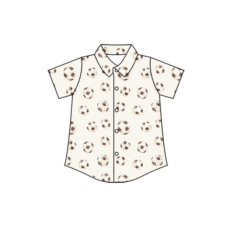 Preorder (moq 5)Baby Boys Short Sleeve Footballs Team Button Shirts Top