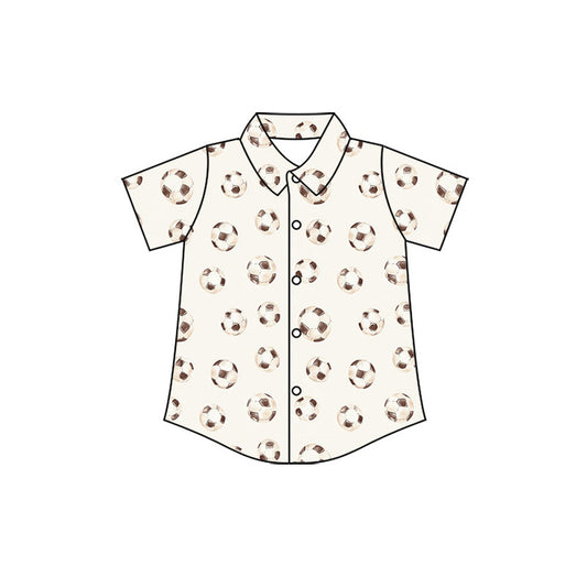 Preorder (moq 5)Baby Boys Short Sleeve Footballs Team Button Shirts Top