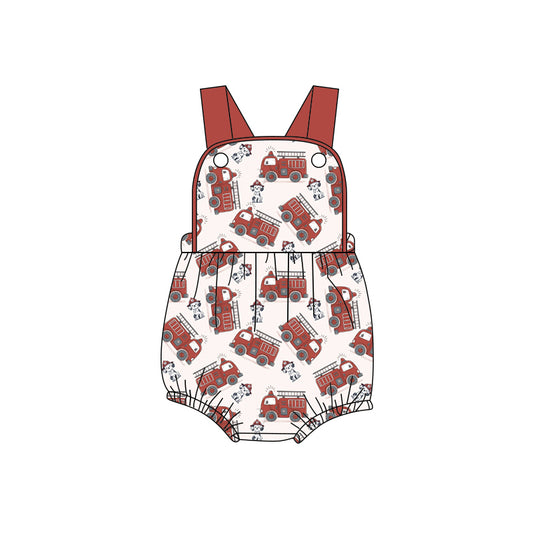 preorder(moq 5) Baby Boys Strap Dogs Firetrucks Rompers