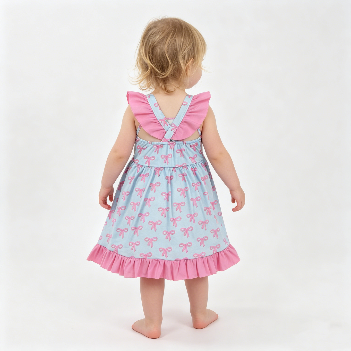 Baby Girls Flutter Sleeve Mama's Girl Bows Ruffle Knee length Dresses