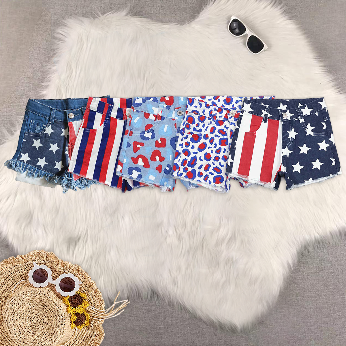 Sibling Baby Girls 4th Of July Sister Denim Shorts Bottoms