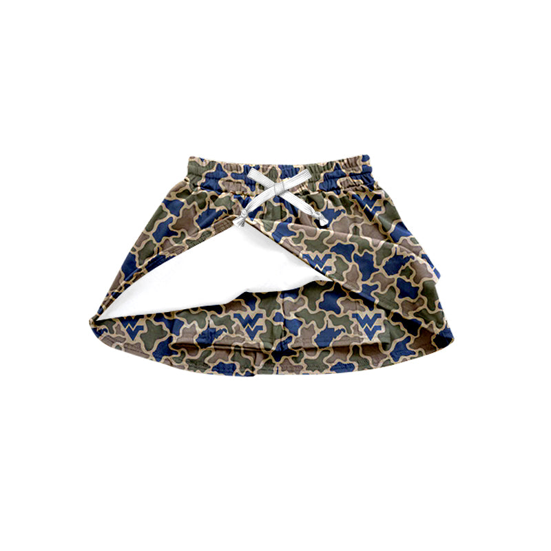 Preorder (moq 5)Baby Girls Southern Navy Camo WV Team Skirt Shorts Bottom