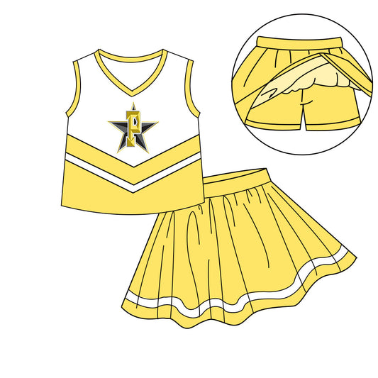 Preorder (moq 5)Baby Girls Sleeveless Vest Top Skirt Short Team Clothes Sets