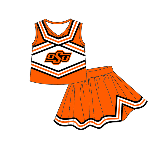 Preorder (moq 5)Baby Girls Sleeveless Vest Top Skirt Short Team Clothes Sets
