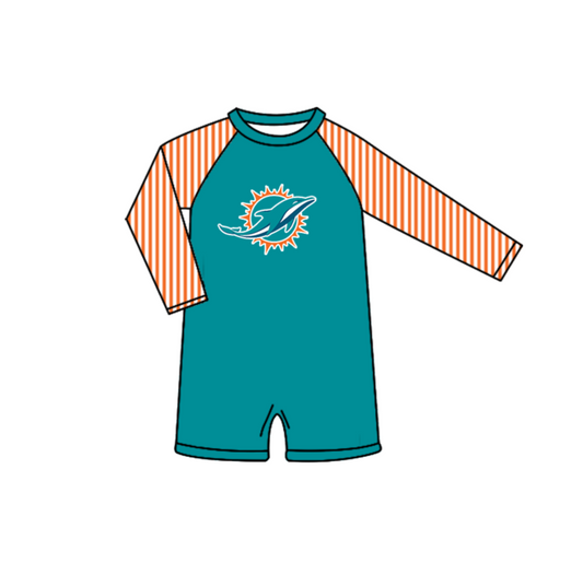 Preorder moq 5 Baby Boys Stripe Long Sleeve Whales Team Swimsuits