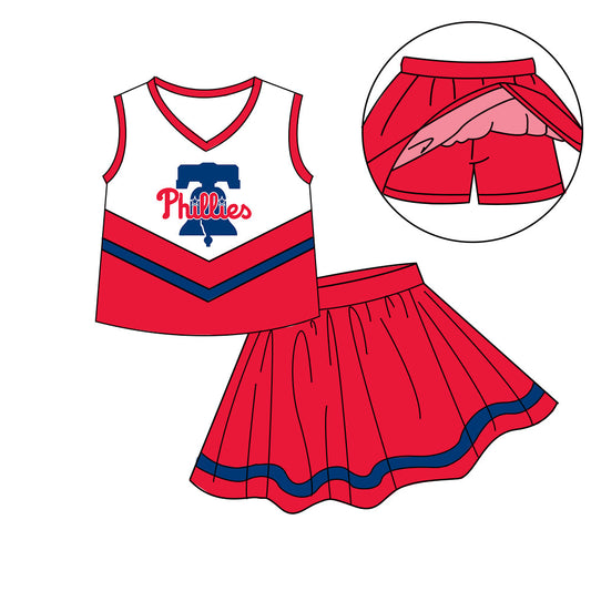 Preorder (moq 5)Baby Girls Sleeveless Vest Top Skirt Short Team Clothes Sets