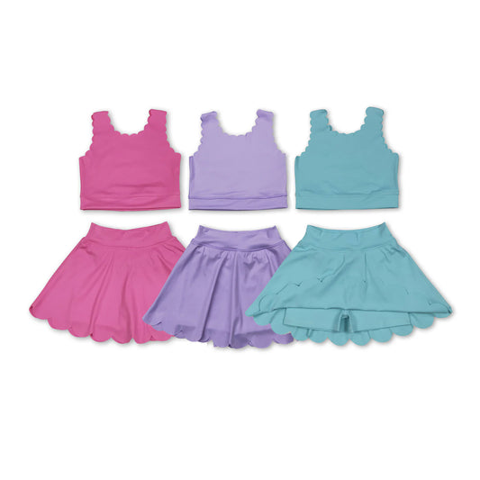 Sibling Baby Girls Yoga Vest Skirt Active Wear Clothes Sets