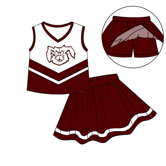 Preorder (moq 5)Baby Girls Sleeveless Vest Top Skirt Short Team Clothes Sets