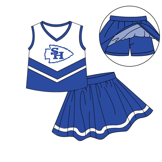 Preorder (moq 5)Baby Girls Sleeveless Vest Top Skirt Short Team Clothes Sets