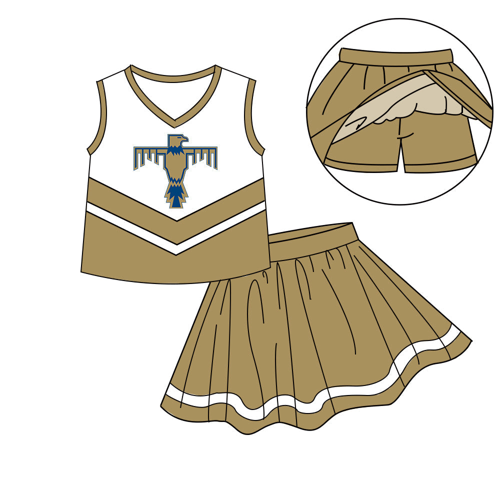 Preorder (moq 5)Baby Girls Sleeveless Vest Top Skirt Short Team Clothes Sets