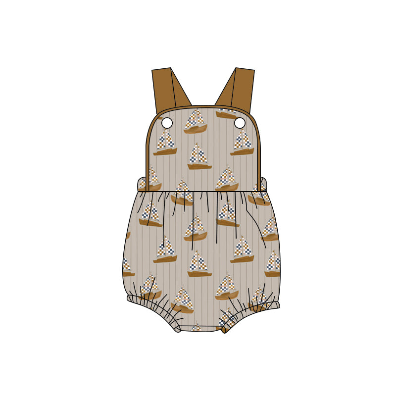preorder(moq 5) Baby Boys Strap Boats Stripe Rompers