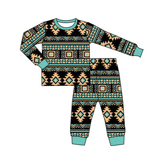 Preorder (moq 20)Baby Boys Bamboo Aztec Western Pants Pajamas Sets