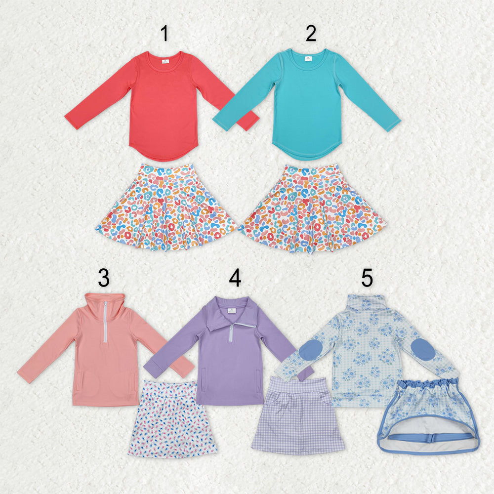 Sibling Baby Girls Zipper Pullovers Shirts Top Floral Skorts Yoga Sets