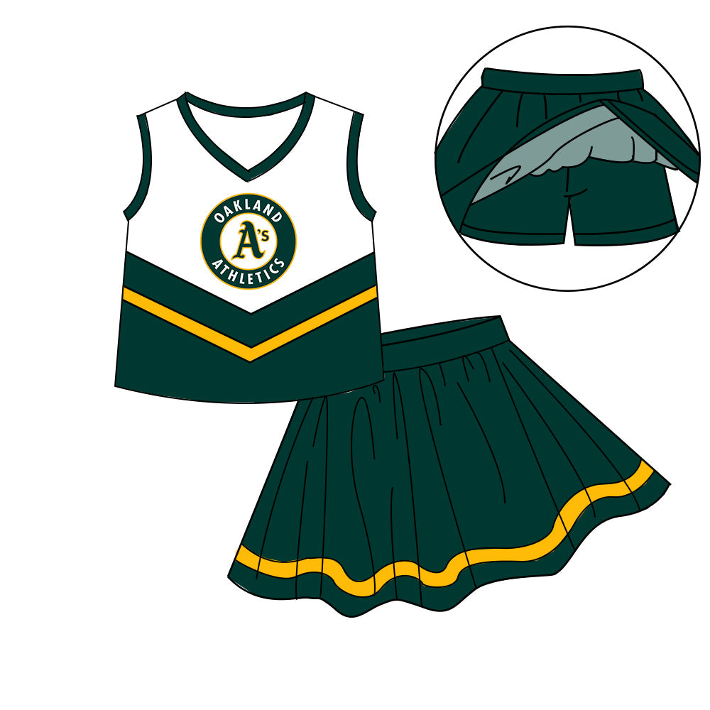 Preorder (moq 5)Baby Girls Sleeveless Vest Top Skirt Short Team Clothes Sets