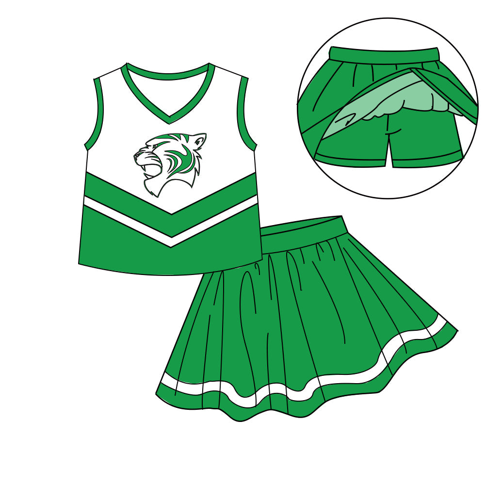 Preorder (moq 5)Baby Girls Sleeveless Vest Top Skirt Short Team Clothes Sets