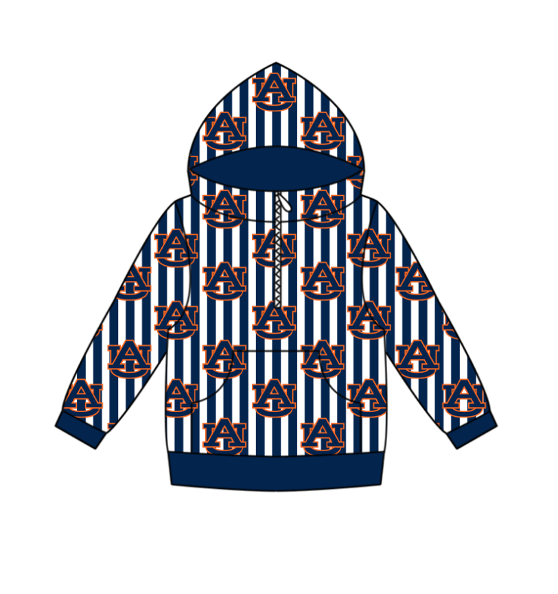 Preorder(moq 5) Baby Boys Zipper Pockets Navy Stripe AU Team Hoodies Top