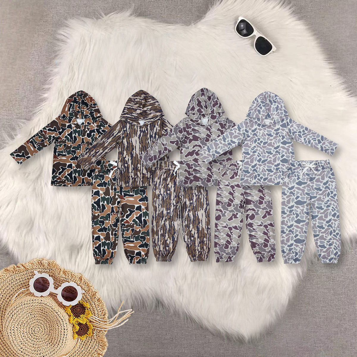 Sibling Baby Boys Camouflage Hooded Top Jogger Pants Outfits Clothes Sets