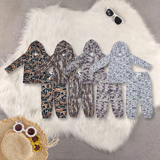 Sibling Baby Boys Camouflage Hooded Top Jogger Pants Outfits Clothes Sets