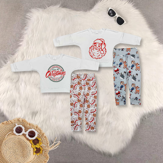 Sibling Baby Boys Christmas Santa Shirt Pants Outfits Clothes Sets