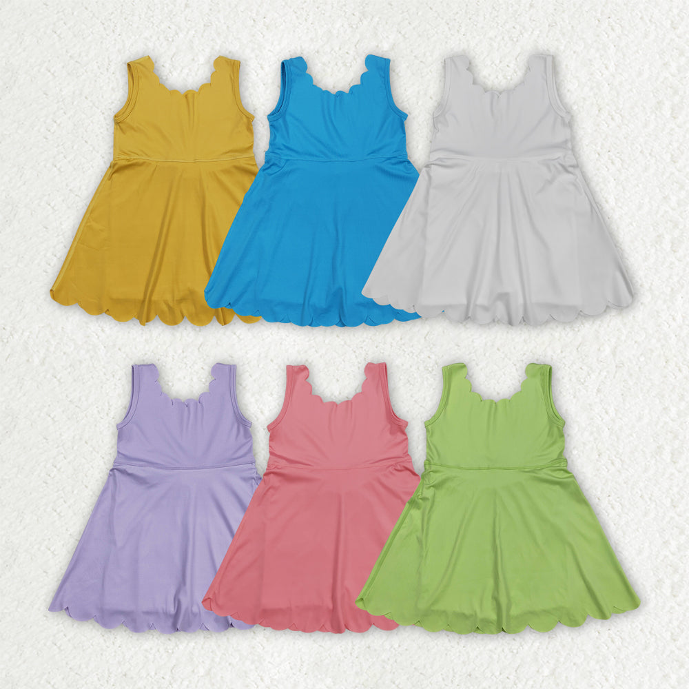 Sibling Baby Girls Sleeveless Activity Wear Yoga Ruffle Knee Length Dresses