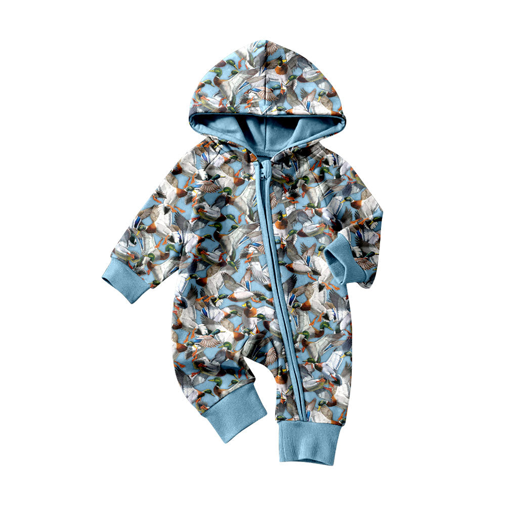 Preorder (moq 5)Baby Boys Ducks Hoodies Two Way Zip Convertible Hunting Rompers