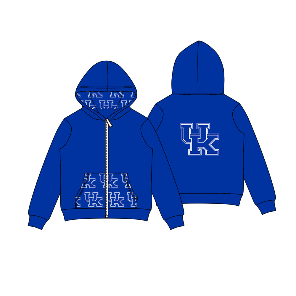Preorder (moq 5)Baby Boys Hot Blue UK Team Pocket Zipper Hoodies Tops