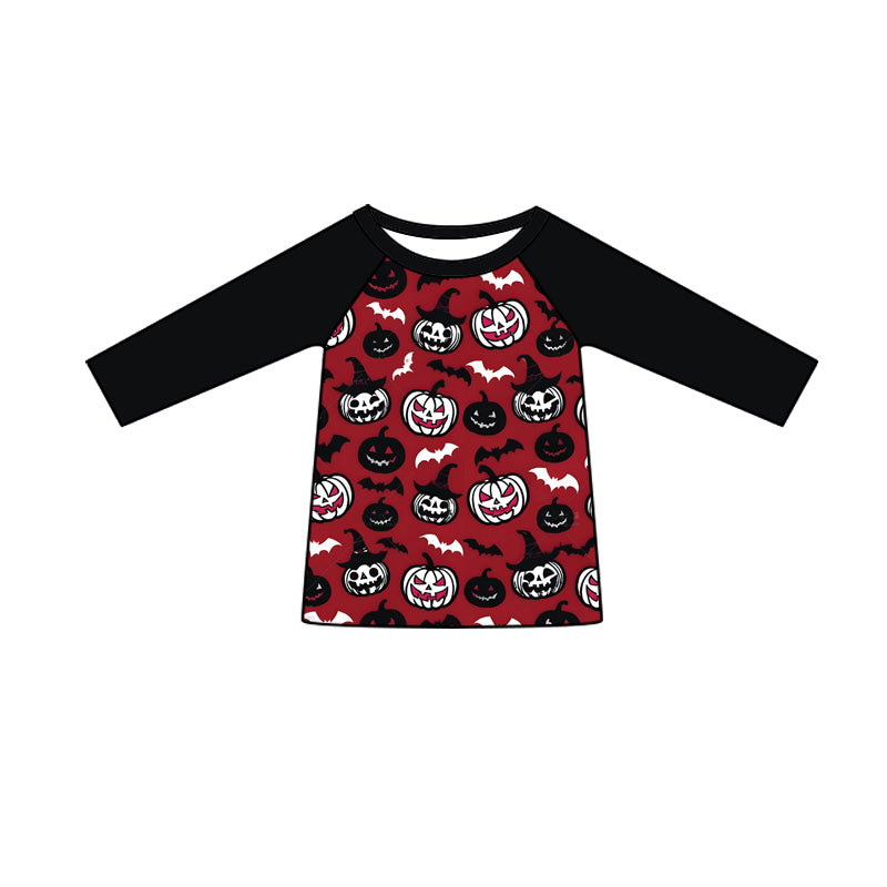 Preorder (moq 5)Baby Boys Long Sleeve Bats Ghost Pumpkins Halloween T-shirts Top