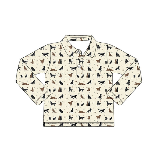 Preorder (moq 5)Baby Boys Long Sleeve Dogs Ducks Button Hunting Polo Shirts Top