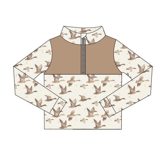 Preorder (moq 5)Baby Boys Long Sleeve Ducks Hunting Zip Pullovers Tops