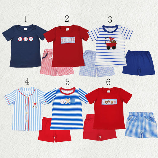 Sibling Baby Boys Embroidery Baseball Summer Shorts Sets Clothes Sets