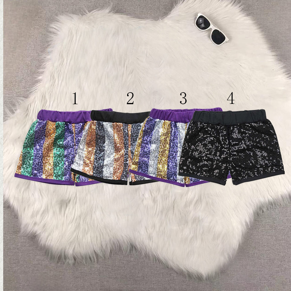 Sibling Baby Girls Colorful Stripe Sequin Shorts Bottoms