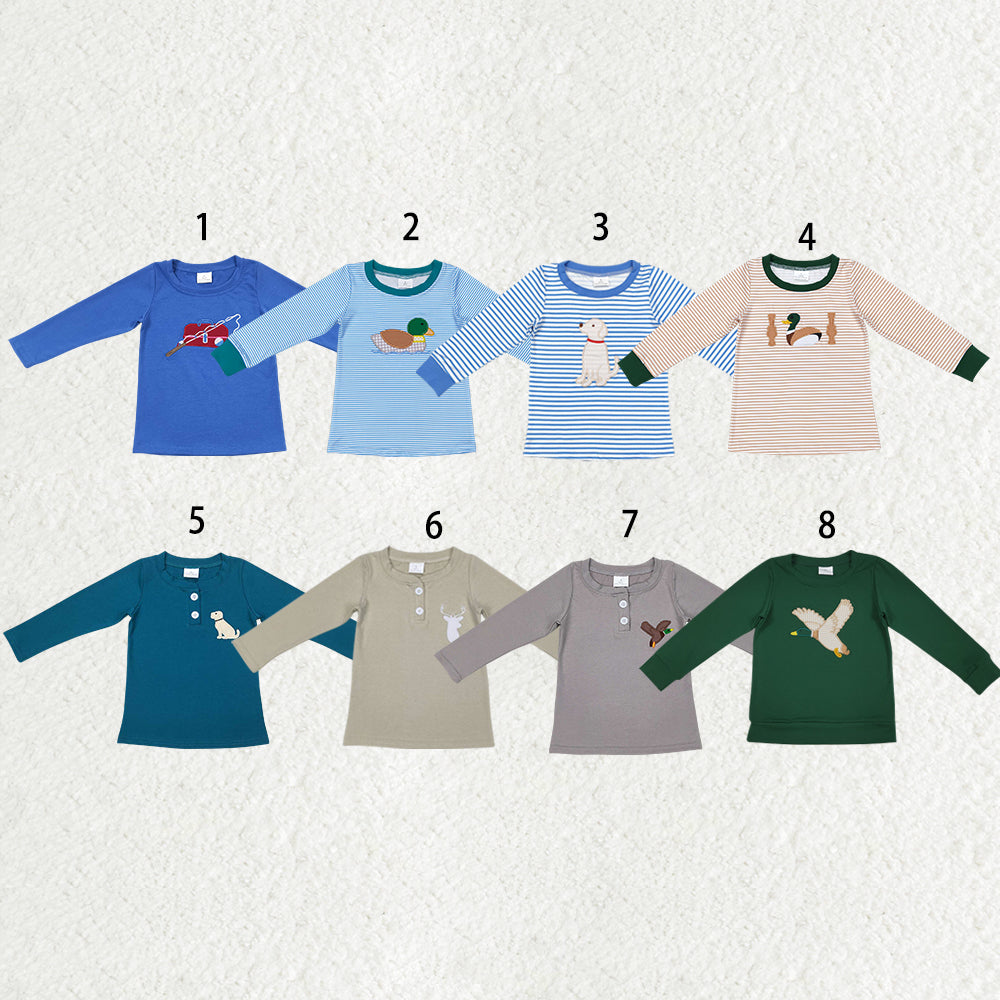 Sibling Baby Boys Girls Embroidery Ducks Dogs Fishing Southern Hunting Tee Shirts Top