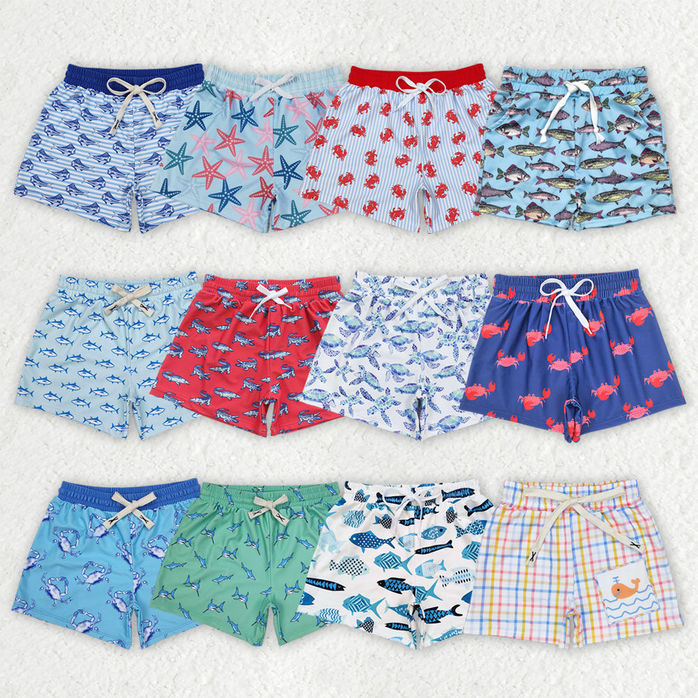 Sibling Baby Boys Summer Crab Fishes Trunks Swimsuits Swimwear
