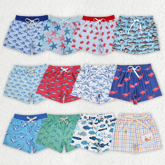 Sibling Baby Boys Summer Crab Fishes Trunks Swimsuits Swimwear