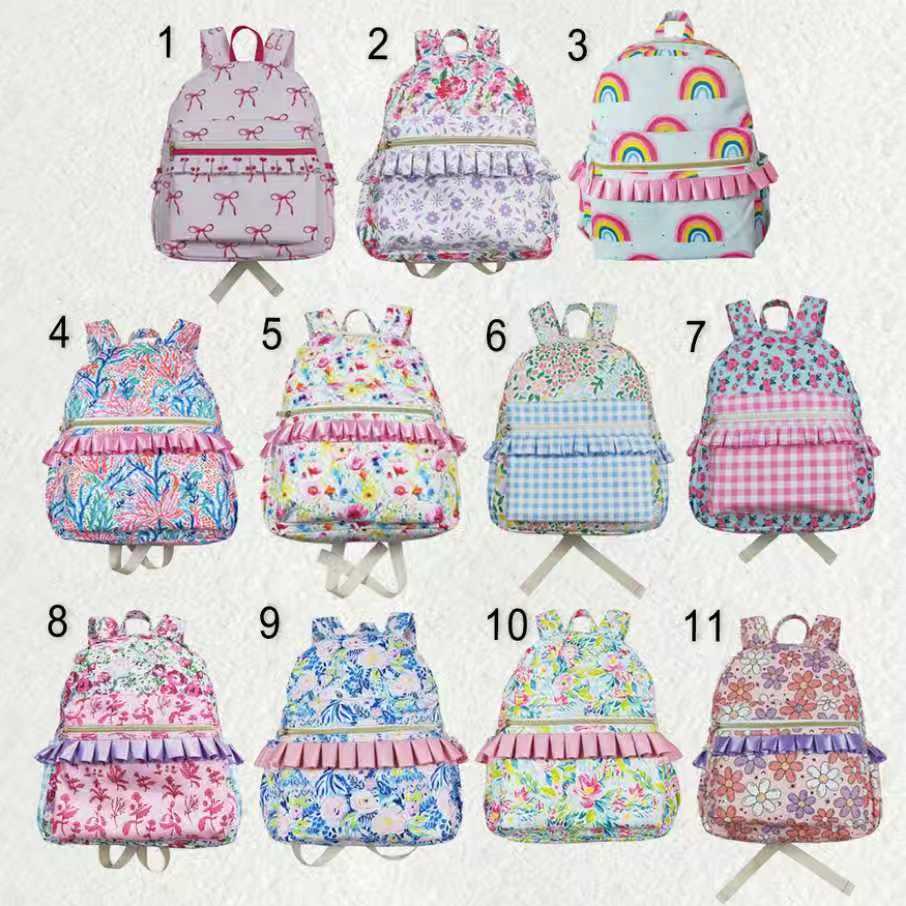 Sibling Baby Girls Floral Print Ruffle Back Bags
