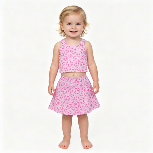 Baby Girls Football Athletic Active Wear Top Shorts Skirts Clothes Sets