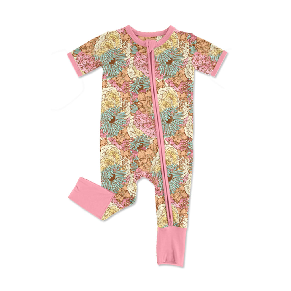 Infant Baby Girls Easter He Is Risen Flowers Zip Rompers preorder(moq 5)