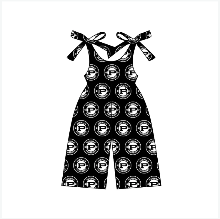 Preorder (moq 5)Baby Girls Strap Black P Team Pants Jumpsuits